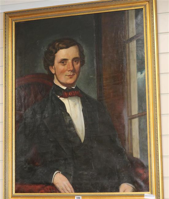 English School Half length portrait of a gentleman 19 x 16in.